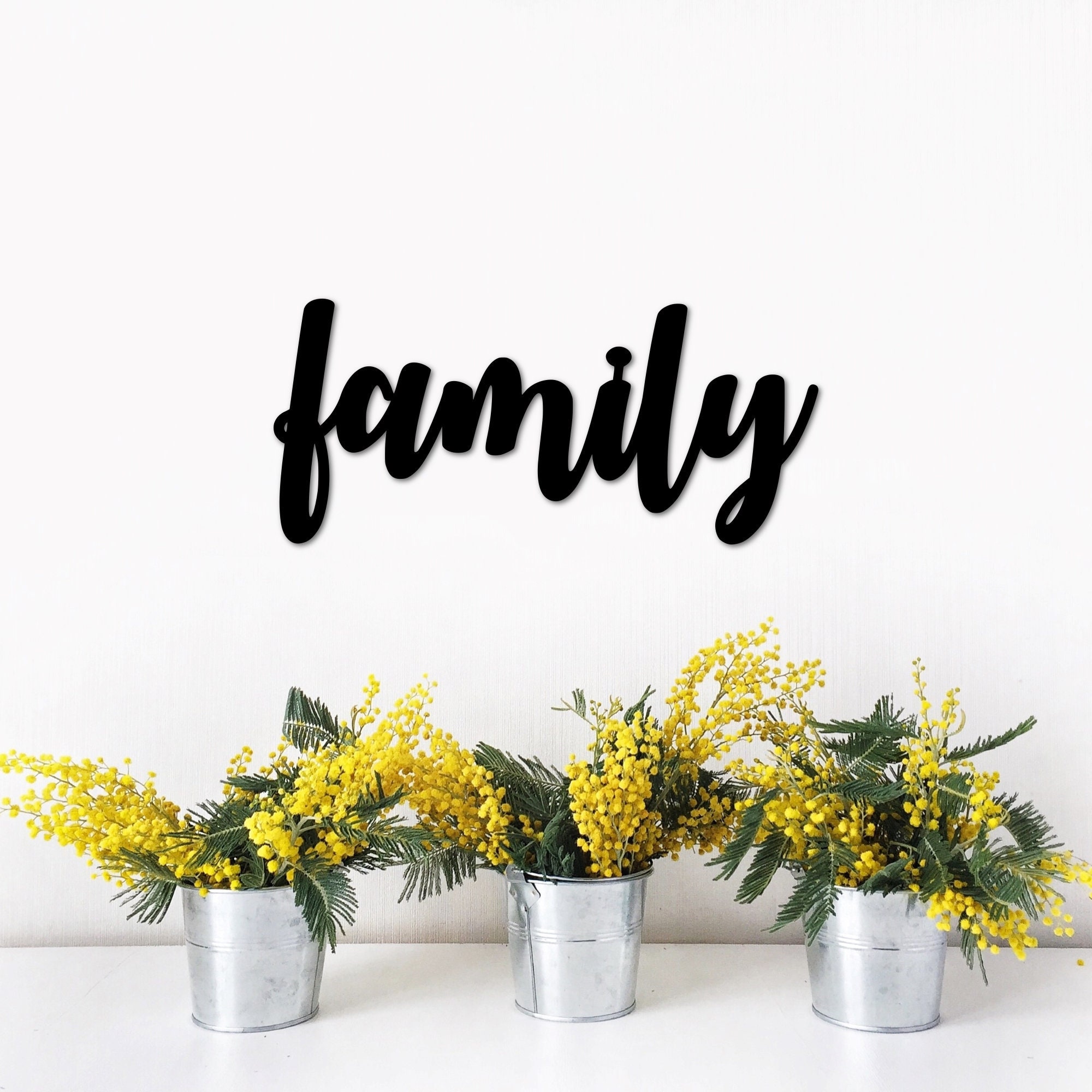 Family Word Art Metal Wall Decor Family Sign Script Words Etsy