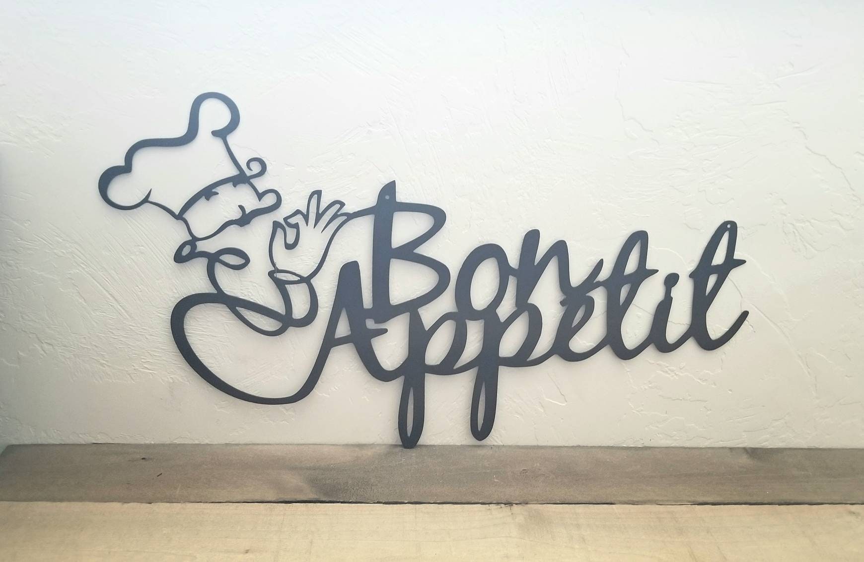 Bon Appetit Kitchen Sign/Metal Wall Art with French Chef/Bon Etsy