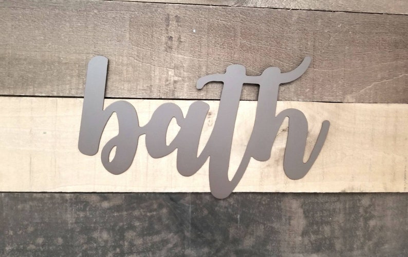Bath Word Sign Wall Decor Metal Art Bath Gifts Bathroom Etsy