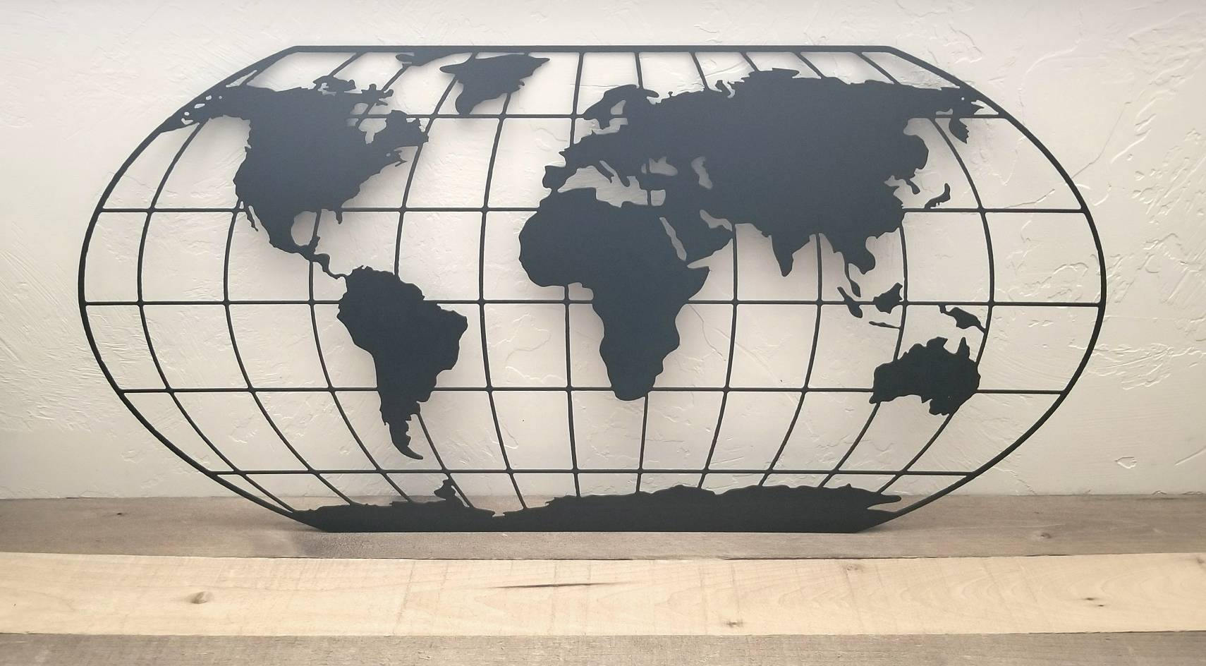 Metal World Map Wall Art Steel Map of the World Travel Gifts Etsy