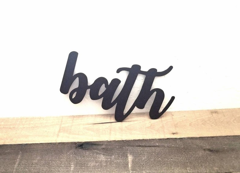 Bath Word Sign Wall Decor Metal Art Bath Gifts Bathroom Etsy