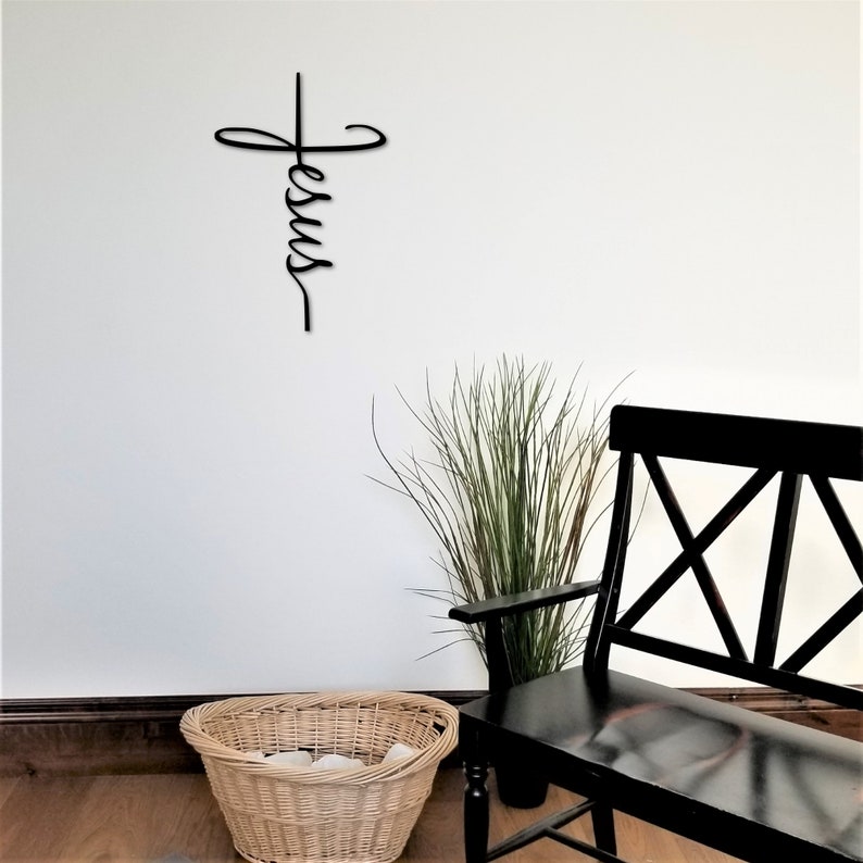 Jesus Cross Metal Sign Cross Wall Decor Religious Art Etsy