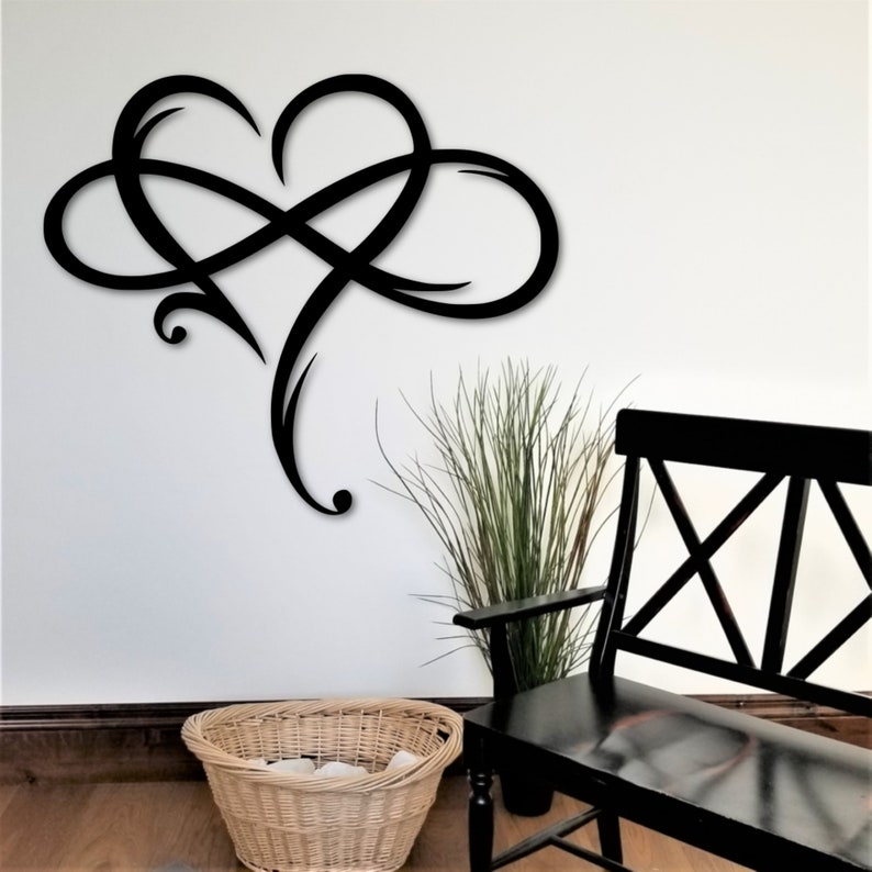 Infinity Heart Metal Sign Infinity Symbol Metal Wall Art Etsy