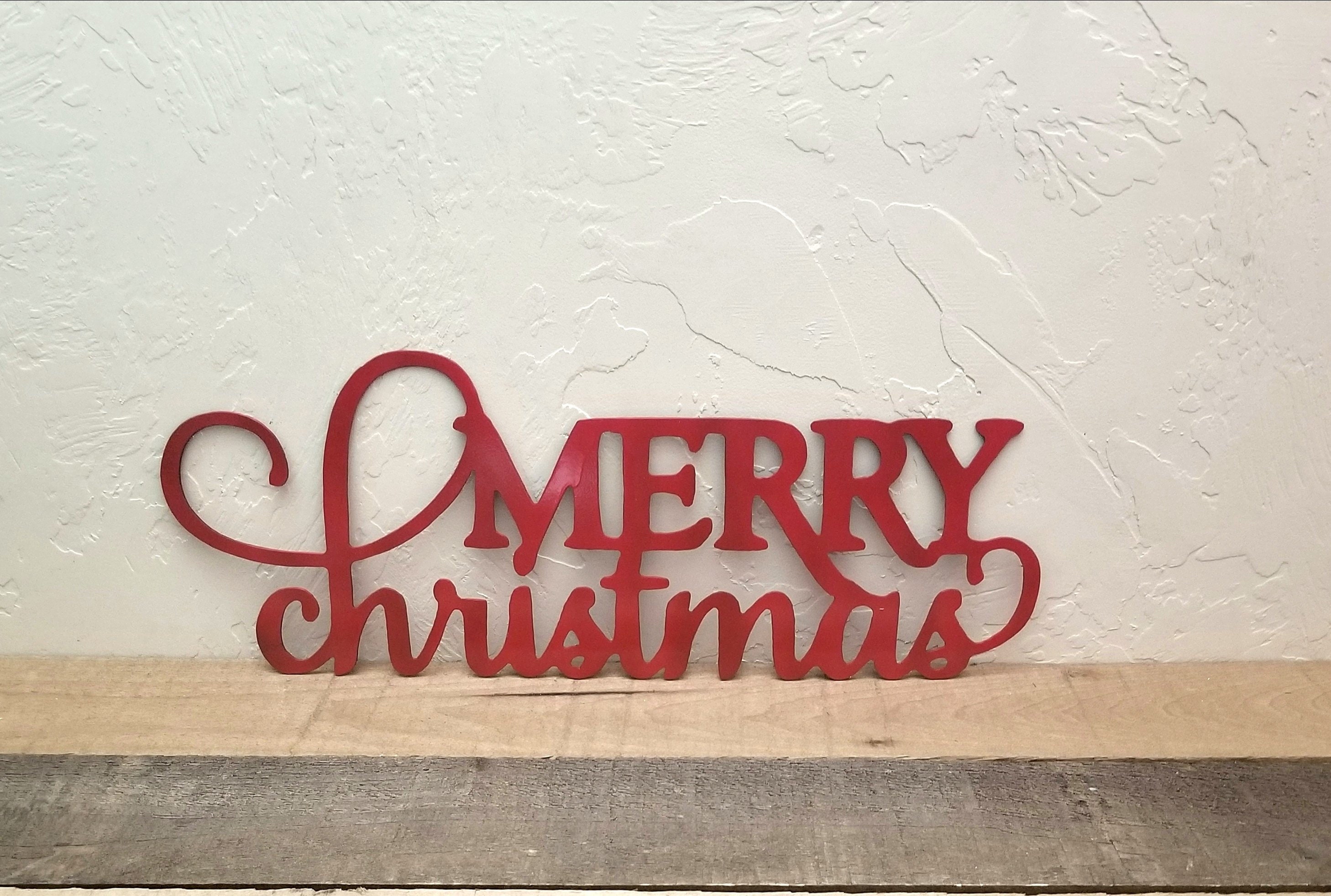 Metal Merry Christmas Sign Metal Wall Decor Christmas Sign Etsy