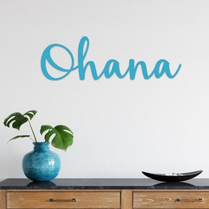 Ohana Sign Metal Word |  Hawaii Decor | Island Art Hawaiian Decor | Ohana Family Sign | Script Wall Art for the Wall | Hawaiian Gift