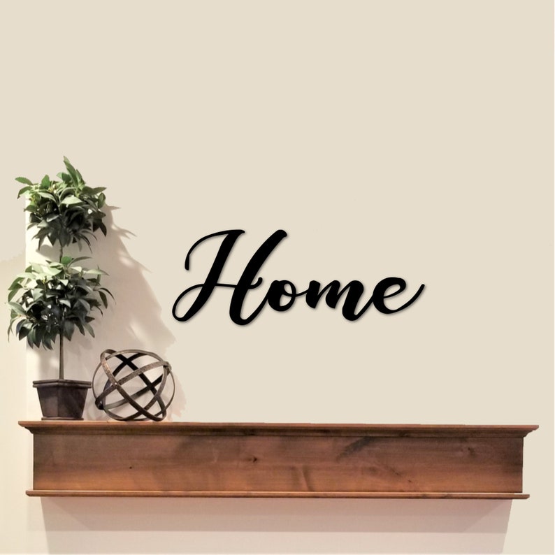Metal Home Word Art Sign Cursive Home Wall Decor Script Word Etsy