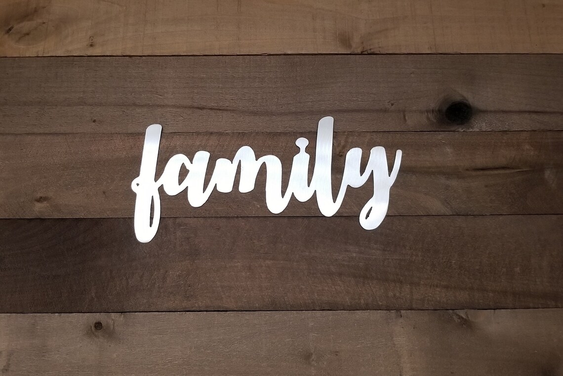 Family Word Art Metal Wall Decor Family Sign Script Words Etsy