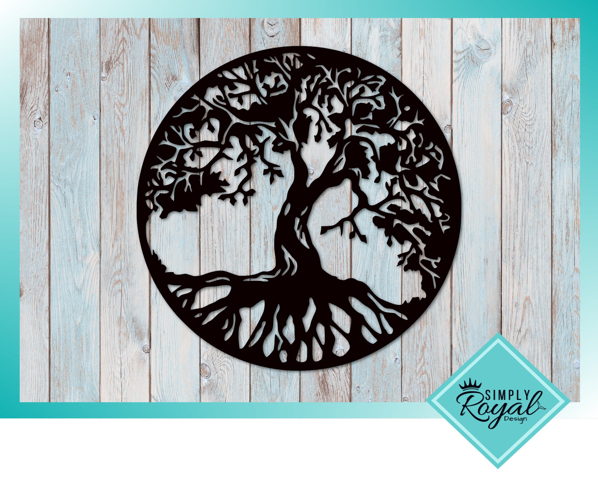 TREE OF LIFE ROUND SILVER METAL PLAQUE CUT OUT WALL SIGN simple elegant 