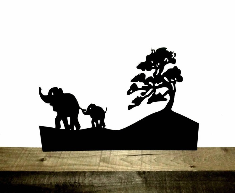 Elephant Metal Wall Art Nursery Decor Jungle Sign Zoo African Safari Kids Room Wildlife Cutout Animal