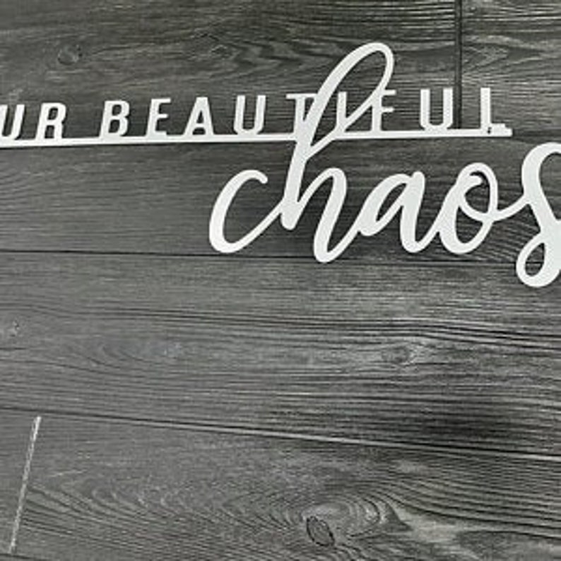 Our Beautiful Chaos Quote Metal Word Art Calligraphy Script Etsy
