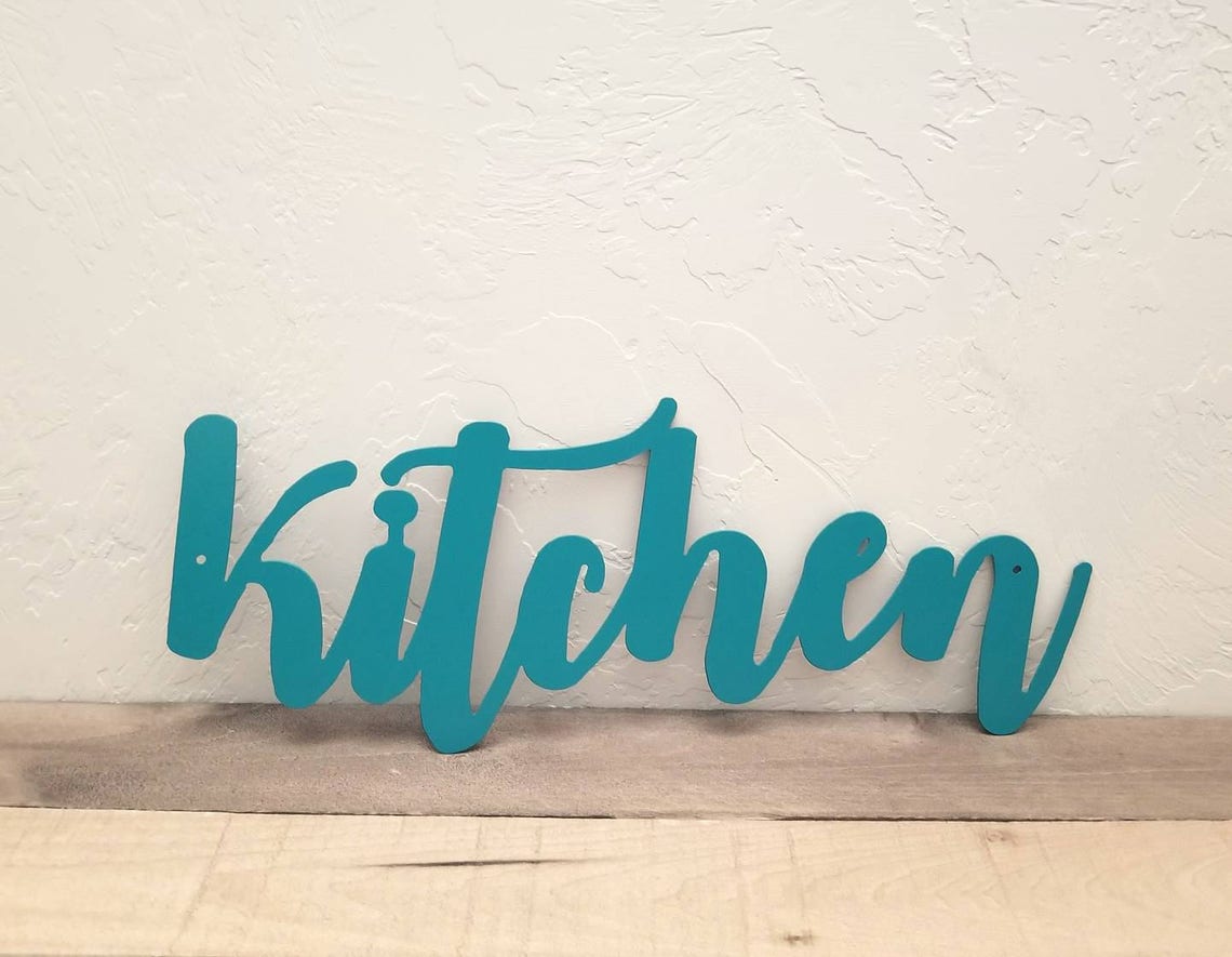 Kitchen Sign Metal Word Art Kitchen Wall Decor Kitchen Etsy