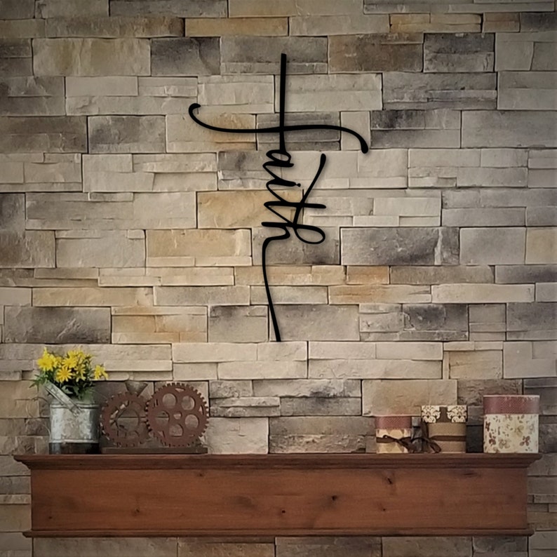 Faith Cross Sign Metal Wall Art Religious Christian Wall Etsy