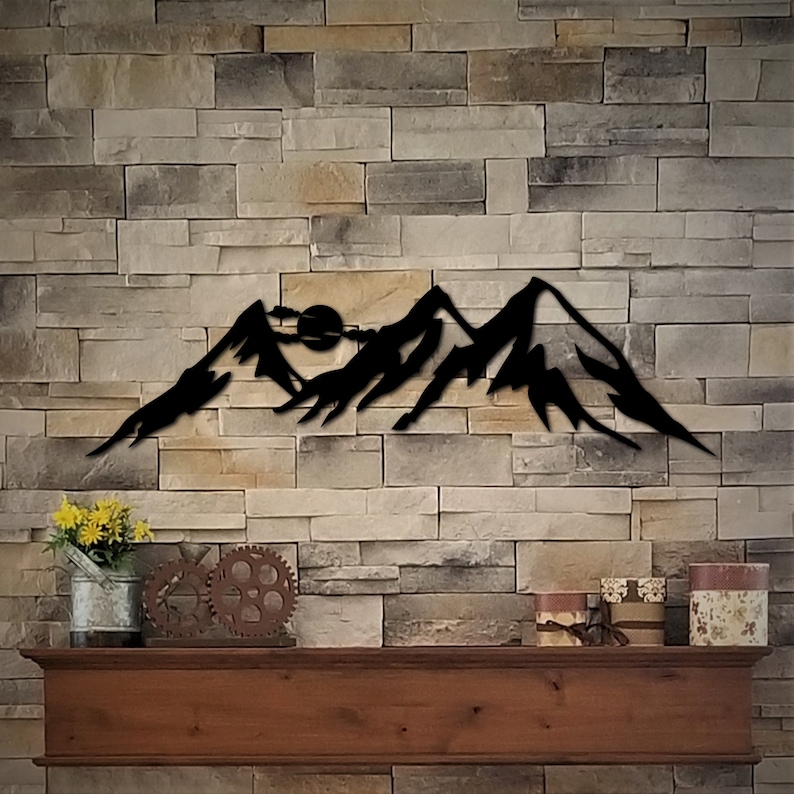Mountain Metal Wall Art Mountains Landscape Mural for Etsy