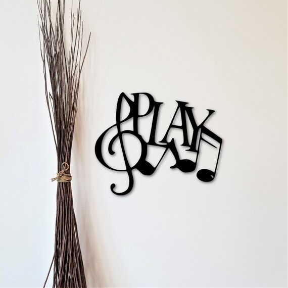 Play Word Music Decor Metal Play Sign Musician Wall Decor Etsy