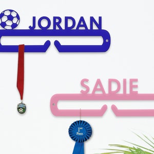 Medal Display Hanger | Custom Name Medal and Ribbon Holder | Powder Coated with Multiple Colors and over 45+ Style Options | Gifts for Kids