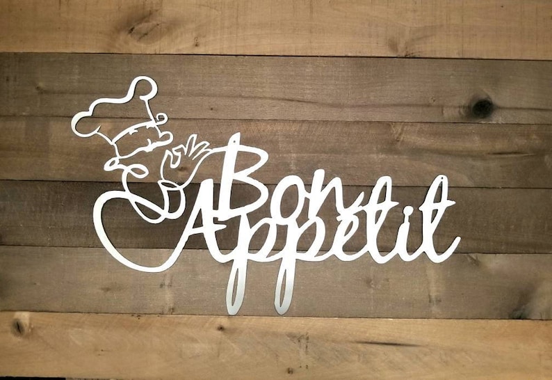 Bon Appetit Kitchen Sign Metal Wall Art with French Chef Etsy
