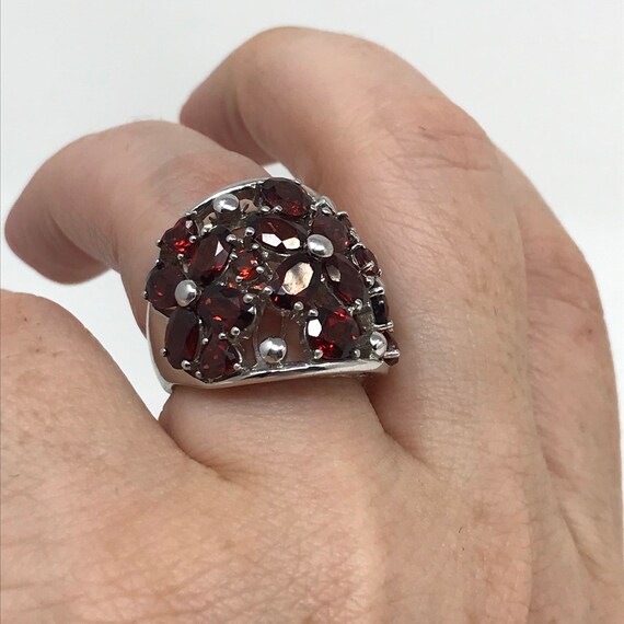 Garnet Cluster Ring Size 6.5/Sterling/Genuine Gar… - image 7