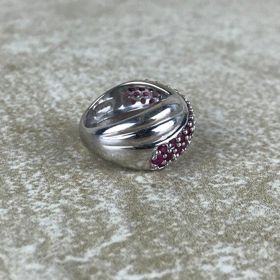 Ruby Crossover Band Ring Size 5/Sterling Silver/G… - image 4