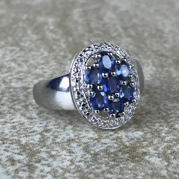 Tanzanite and Diamond Halo Ring Size 8/Sterling S… - image 3