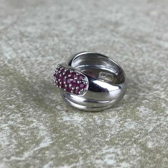 Ruby Crossover Band Ring Size 5/Sterling Silver/G… - image 6