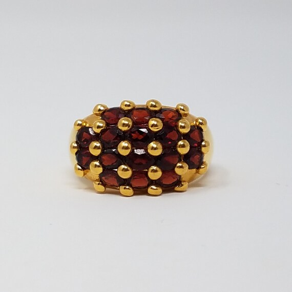 Garnet Dome Ring Size 9/Gold Vermeil Sterling Silv