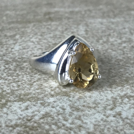 Citrine Ring Size 7/Sterling Silver/Pear Cut/Tota… - image 2