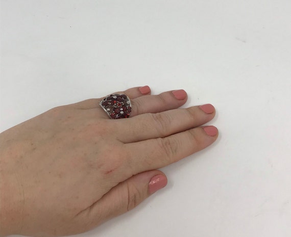 Garnet Cluster Ring Size 6.5/Sterling/Genuine Gar… - image 9