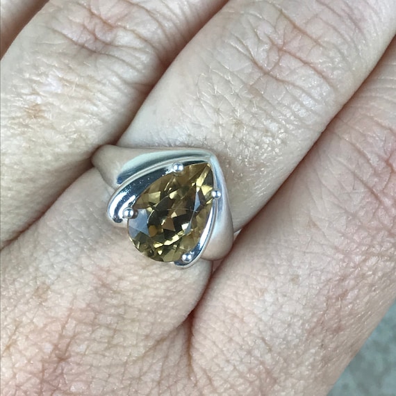 Citrine Ring Size 7/Sterling Silver/Pear Cut/Tota… - image 7