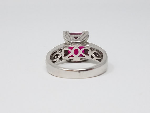 Pink Ruby Statement Ring Size 7.25/Sterling Silve… - image 4