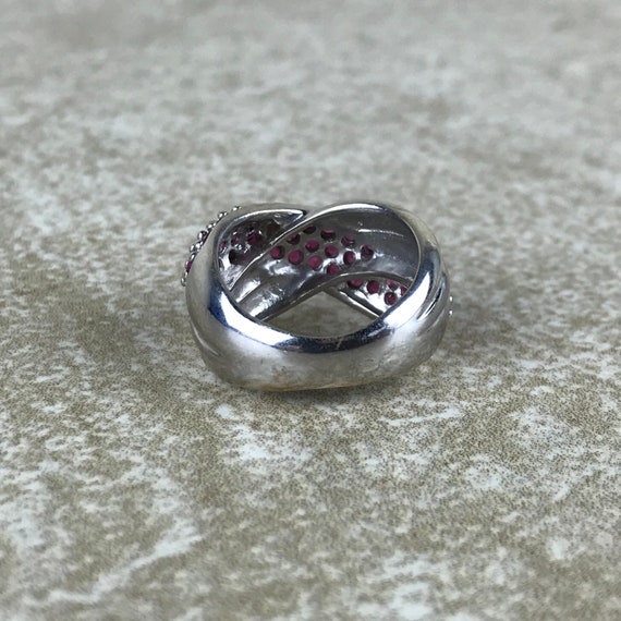 Ruby Crossover Band Ring Size 5/Sterling Silver/G… - image 5