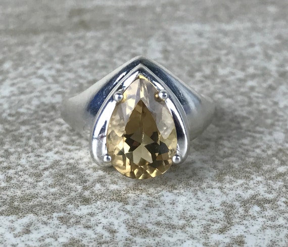 Citrine Ring Size 7/Sterling Silver/Pear Cut/Total