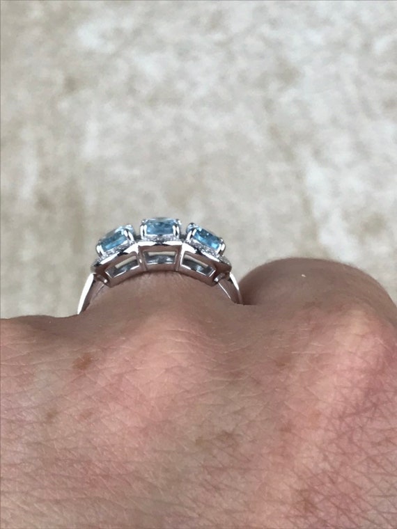 Swiss Blue Topaz and Diamond Ring Size 7/Genuine … - image 8