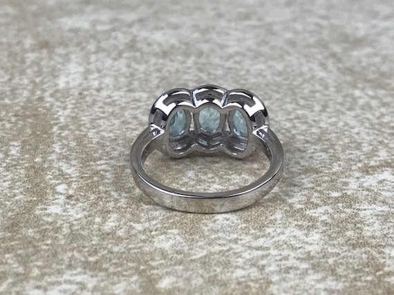 Swiss Blue Topaz and Diamond Ring Size 7/Genuine … - image 4
