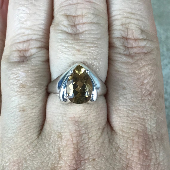 Citrine Ring Size 7/Sterling Silver/Pear Cut/Tota… - image 8