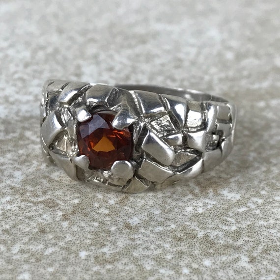 Mens Handmade Citrine Ring Size 11 1/2 Sterling Si