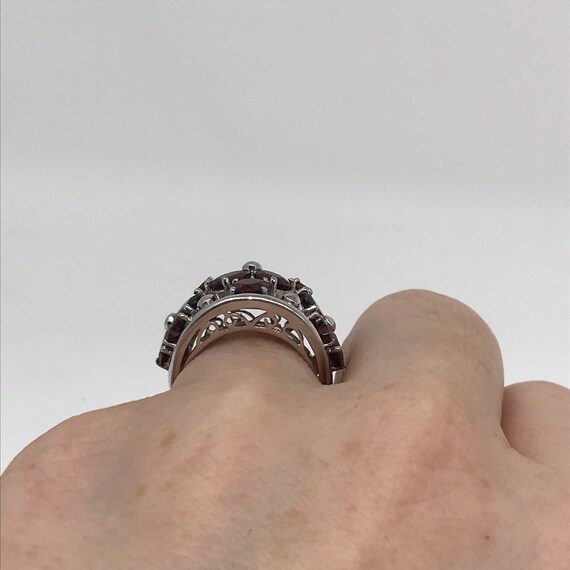 Garnet Cluster Ring Size 6.5/Sterling/Genuine Gar… - image 8