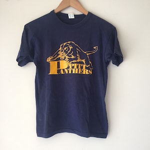 Vintage 1980s Champion Panthers Blue Athletic Tee Shirt 80s Single Stitch