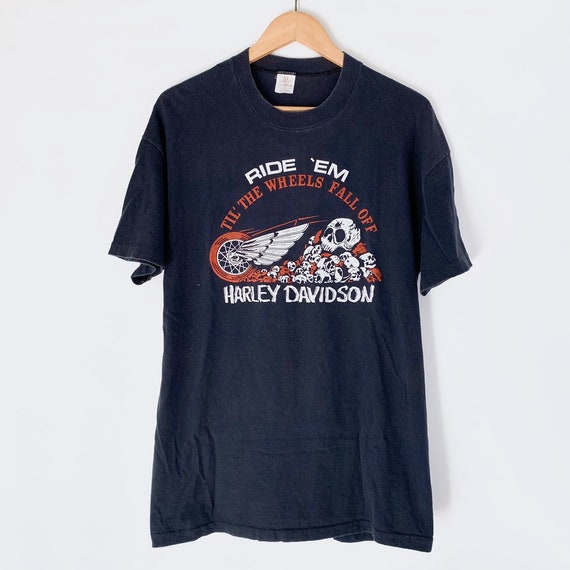 1970s Harley Davidson Ride Em Till the Wheels Fall of Vintage 