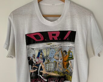1985 D.R.I. 「Dealing With It」 ヴィンテージ バンド ロック シャツ  