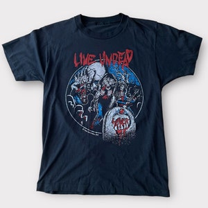1985 Slayer &quot;&quot;Live Undead&quot;&quot; Vintage Tour Band Rock T-Shirt 80er 1980er Jahre.&quot;