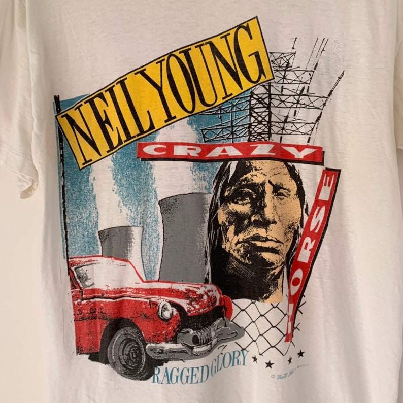 1991 Neil Young Ragged Glory Vintage Tour Band Shirt 90s 1990s RARE image 3
