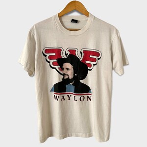 1980s Waylon Jennings Vintage Country Music Tour Band Tee Shirt 80s