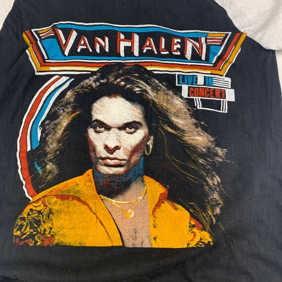 1980s Van Halen Vintage Tour Band Rock Raglan Tee… - image 3