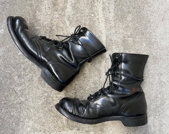 Vtg 1974 Military Black Lace-Up Leather Combat Boots Vintage 1974 Addison Shoe Company Military Combat Boots  main image 2