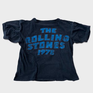 70's THE ROLLING STONES Band T-shirt, Men's M size cotton black type Vintage Second Hand