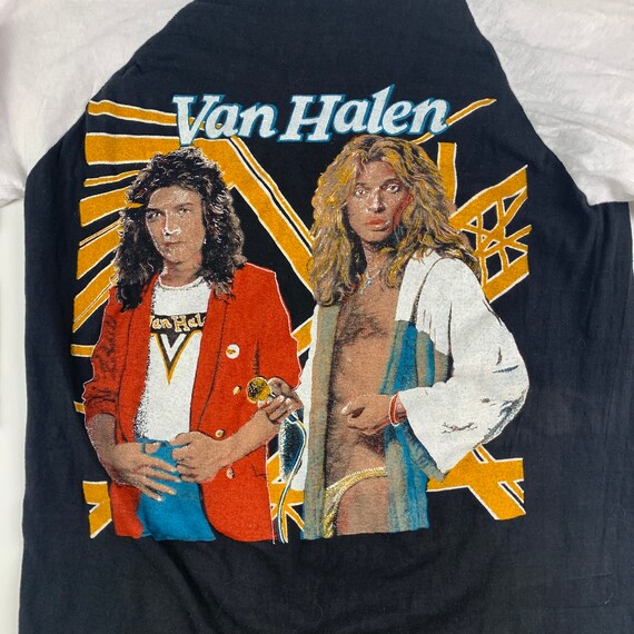 1980s Van Halen Vintage Tour Band Rock Raglan Tee… - image 4