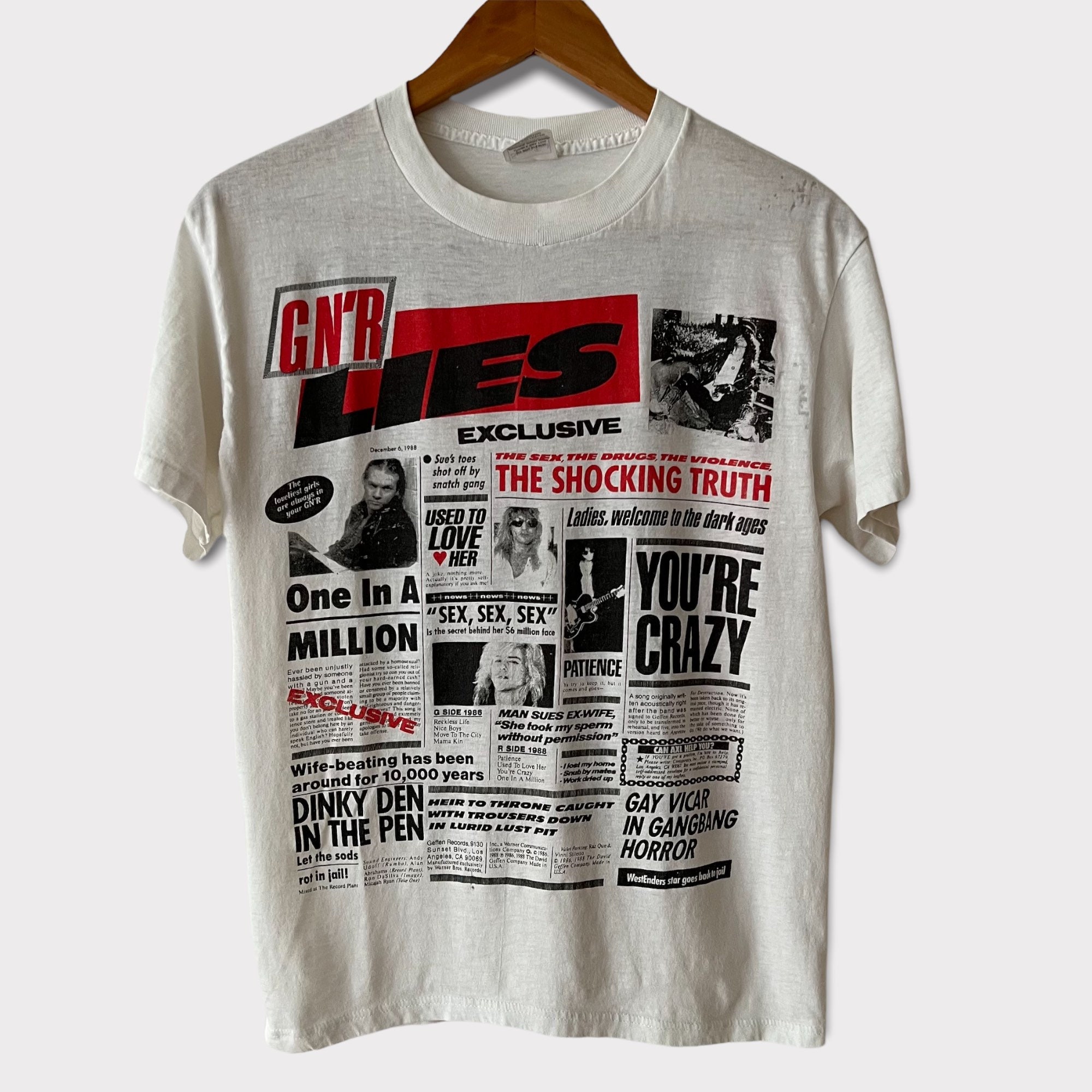 Precipice Bange for at dø Monetære 1989 Guns N Roses Lies Vintage Tour Band Rock Tee Shirt 80s - Etsy Norway