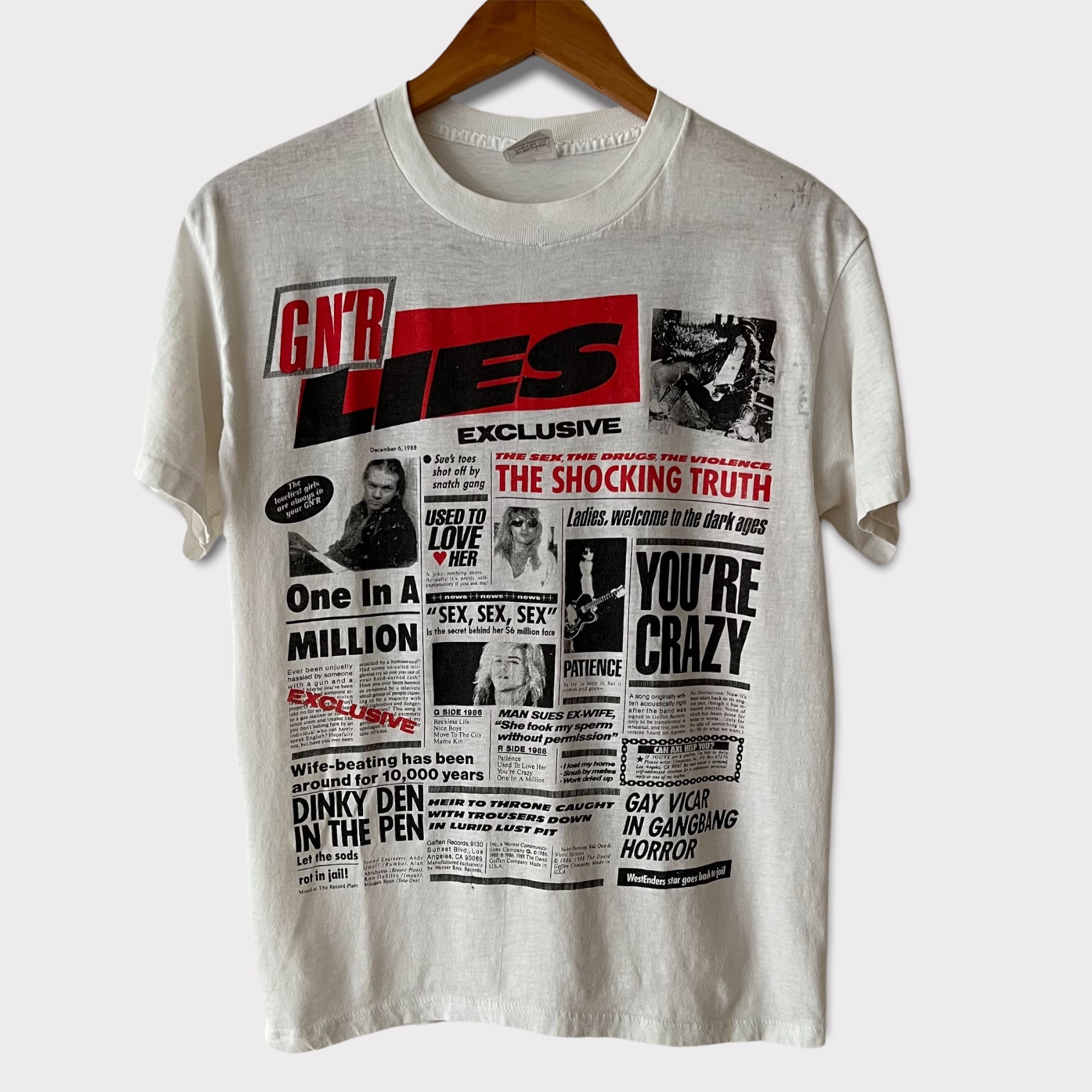 1989 Guns N Roses Lies Vintage Tour Band Rock Tee Shirt 80s 1989 Guns N Roses Lies Vintage Tour Band Rock Tee Shirt 80s