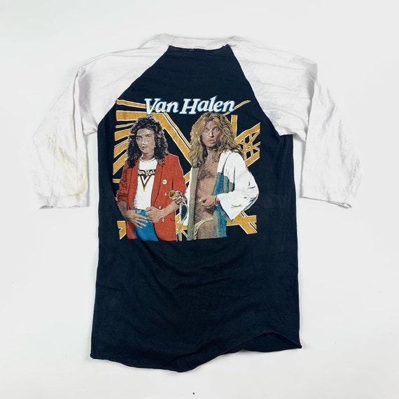 1980s Van Halen Vintage Tour Band Rock Raglan Tee… - image 2