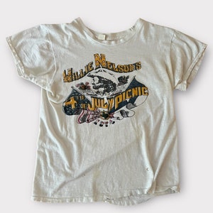 1974 Willie Nelson &quot;4th Of July Picnic&quot; Vintage Band Tour Country Music Tee Shirt 70s 1970s Texas